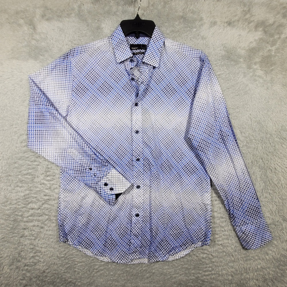 QUIETI Shirt Mens Small Blue White‎ Patterned Cotton Long Sleeve NWT
